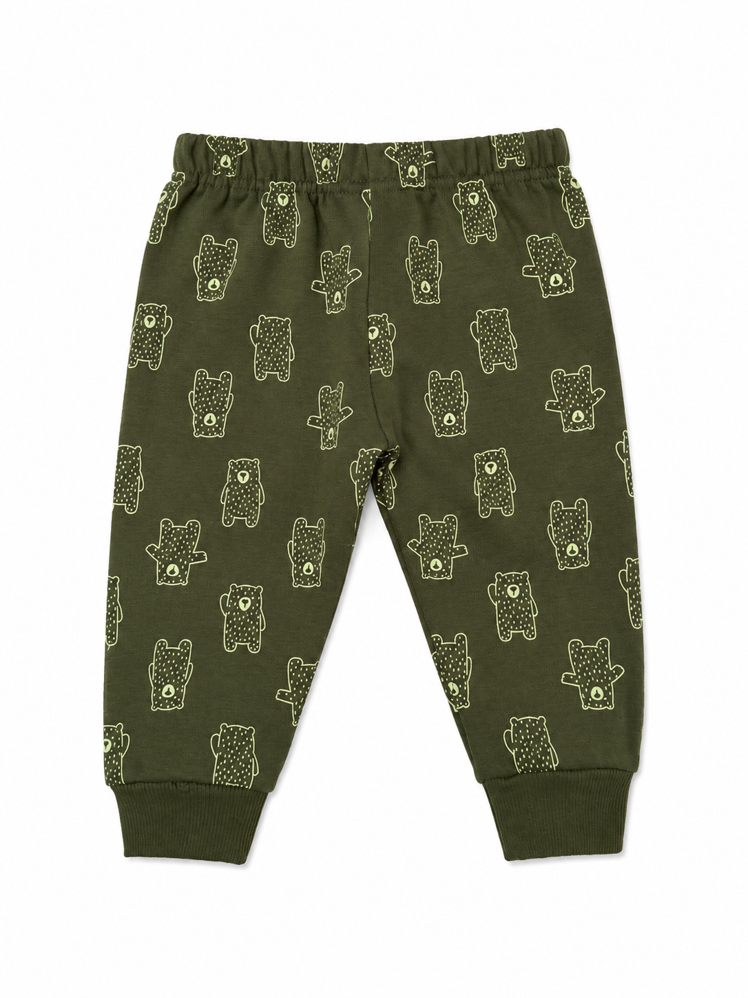 Olive Bear Print Baby Sweatshirt & Jogger Set