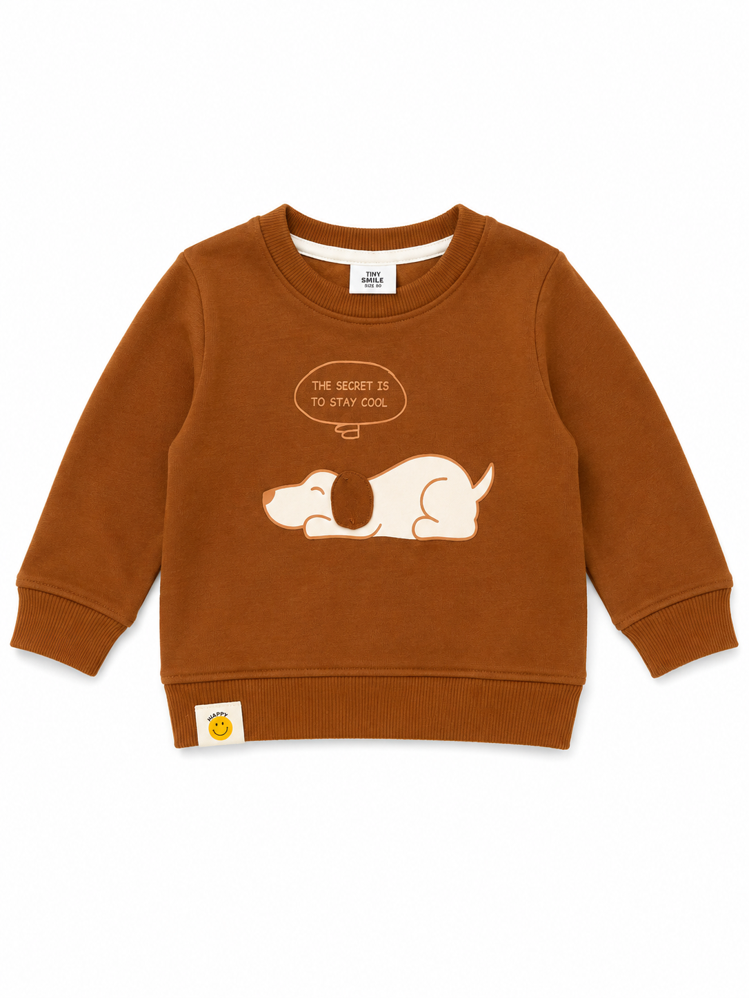 Light Brown Puppy Baby Sweatshirt & Printed Jogger Set
