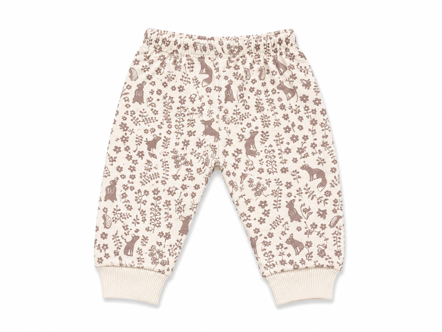 Beige Woodland Print Baby Sweatshirt & Jogger Set