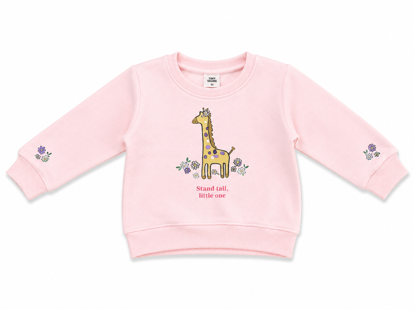 Pink Giraffe Baby Sweatshirt & Floral Jogger Set