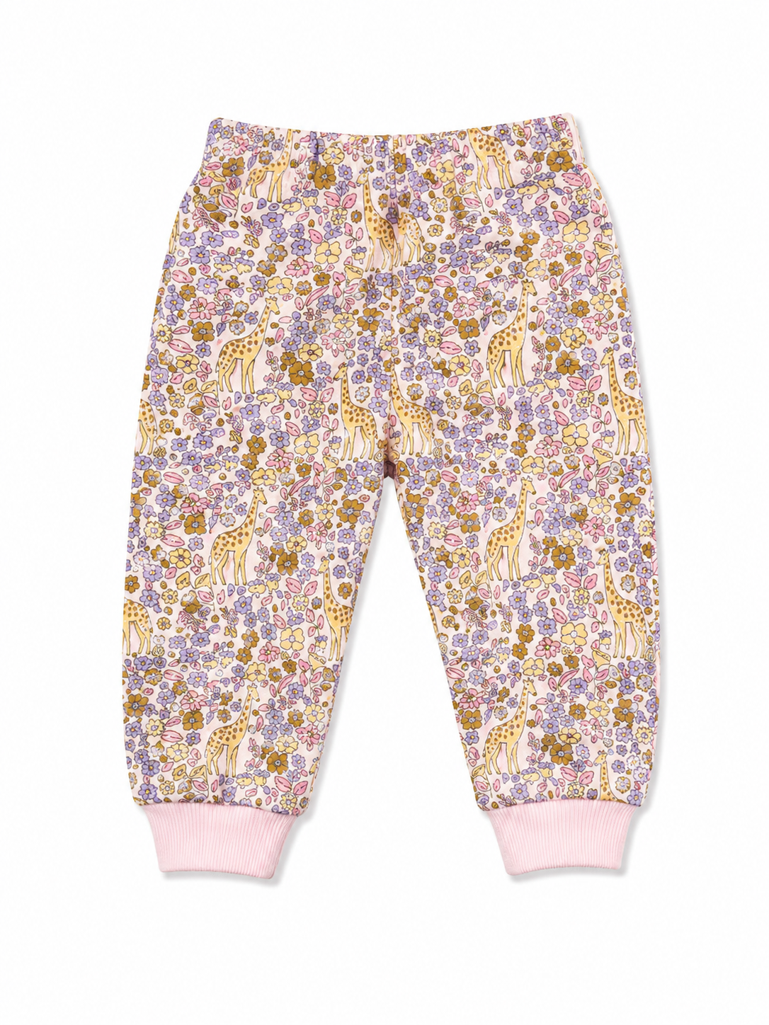 Pink Giraffe Baby Sweatshirt & Floral Jogger Set