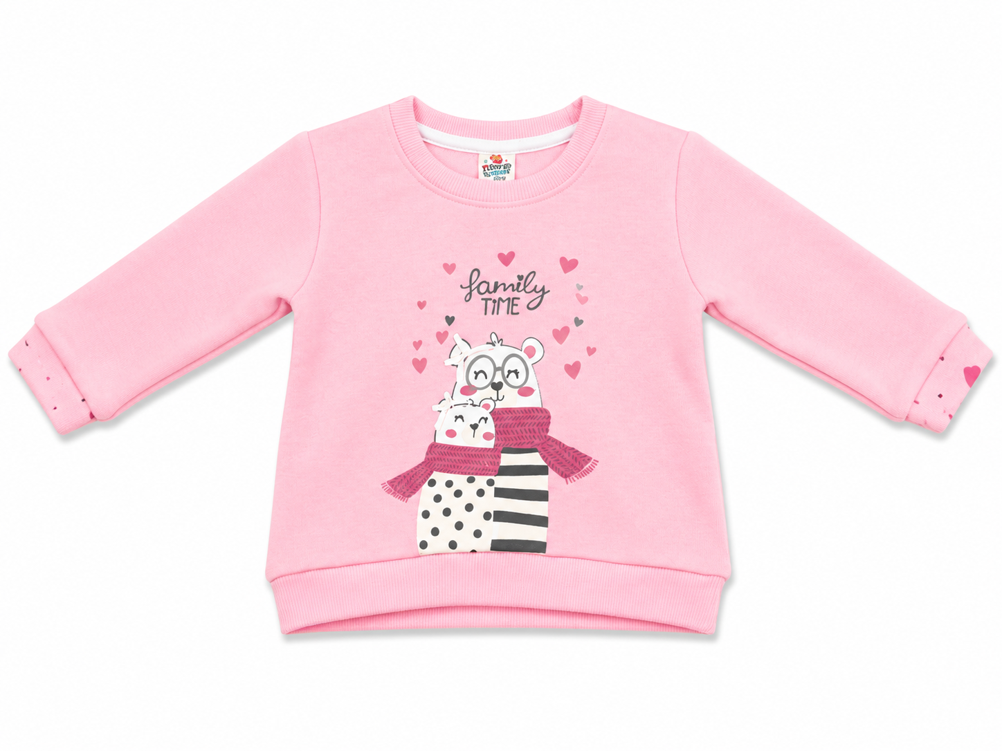 Pink Family Time Baby Sweatshirt & Heart Print Jogger Set