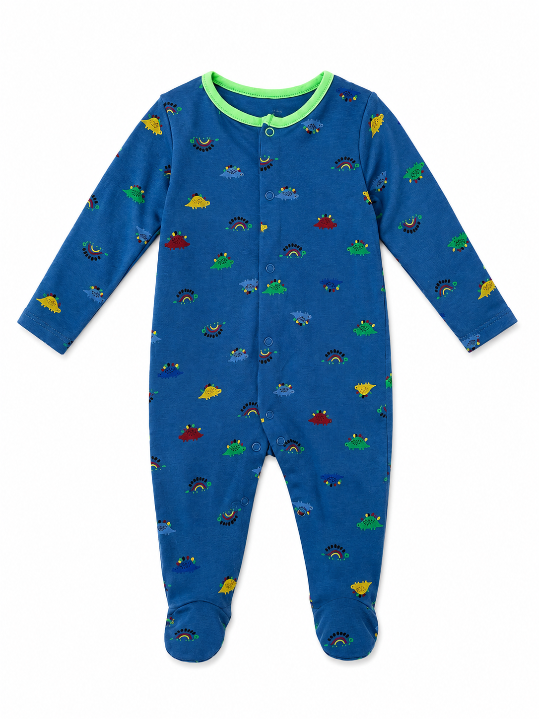 Mothercare 3-Pack Baby Boys Dinosaur Sleepsuits – Blue & Stripe