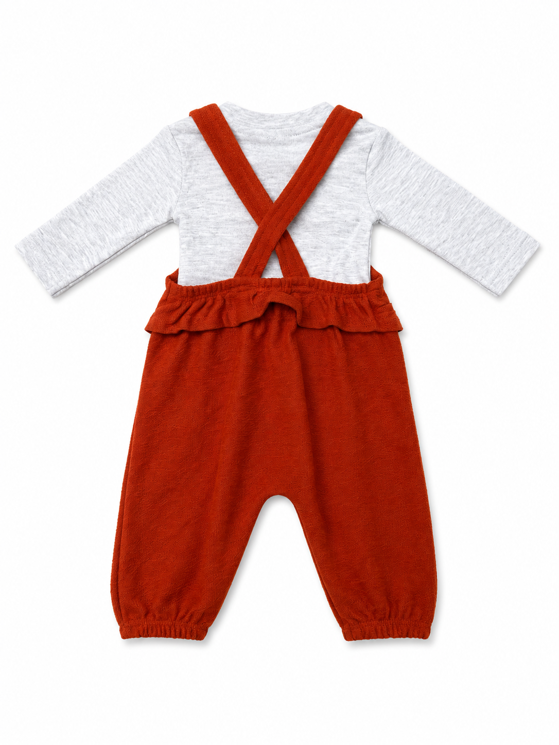 Baby Romper & Soft Dungaree Set – Rust Orange