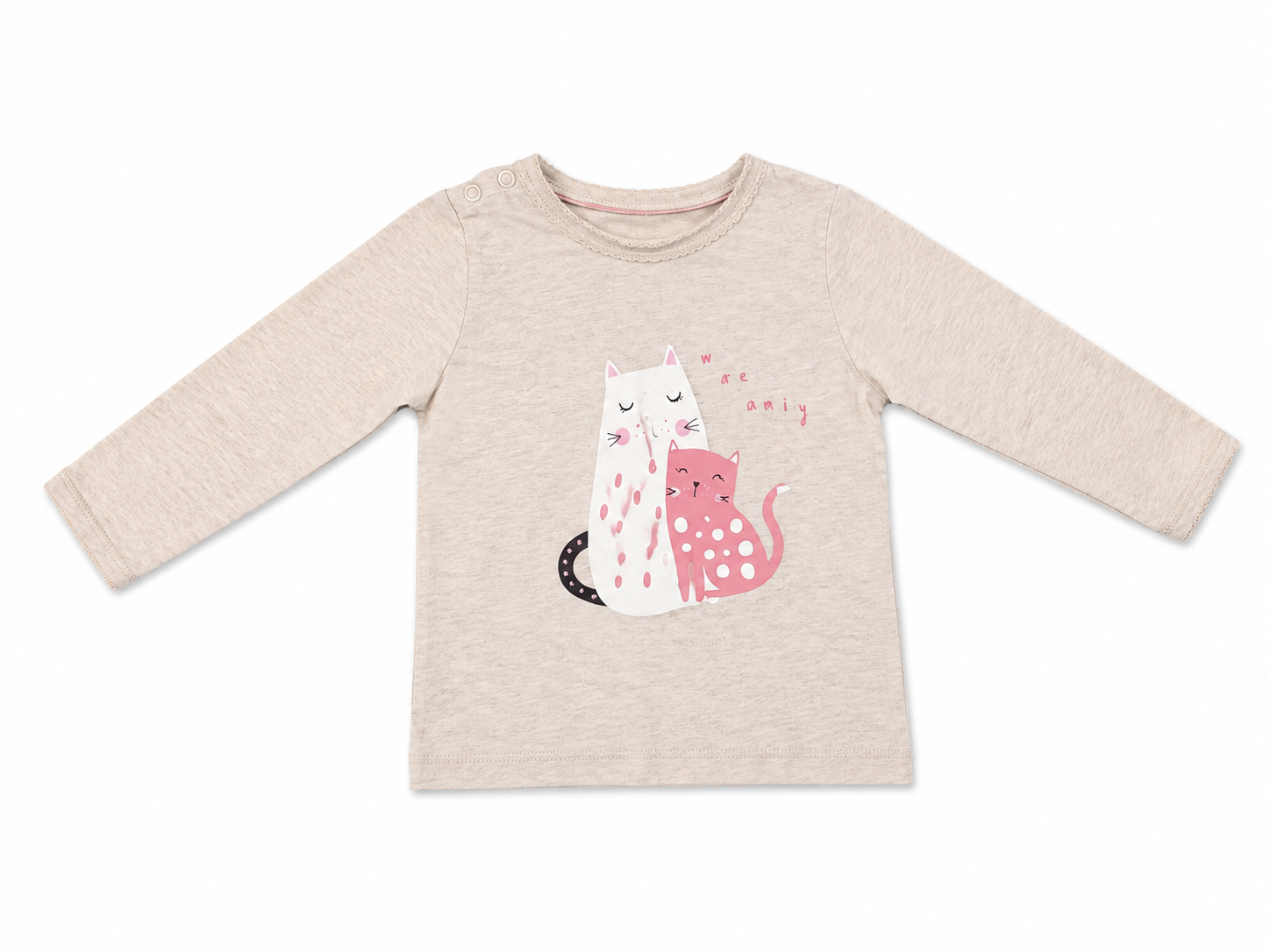 Mothercare 3-Pack Girls Long Sleeve Cotton Tops – Heart & Kitty Collection