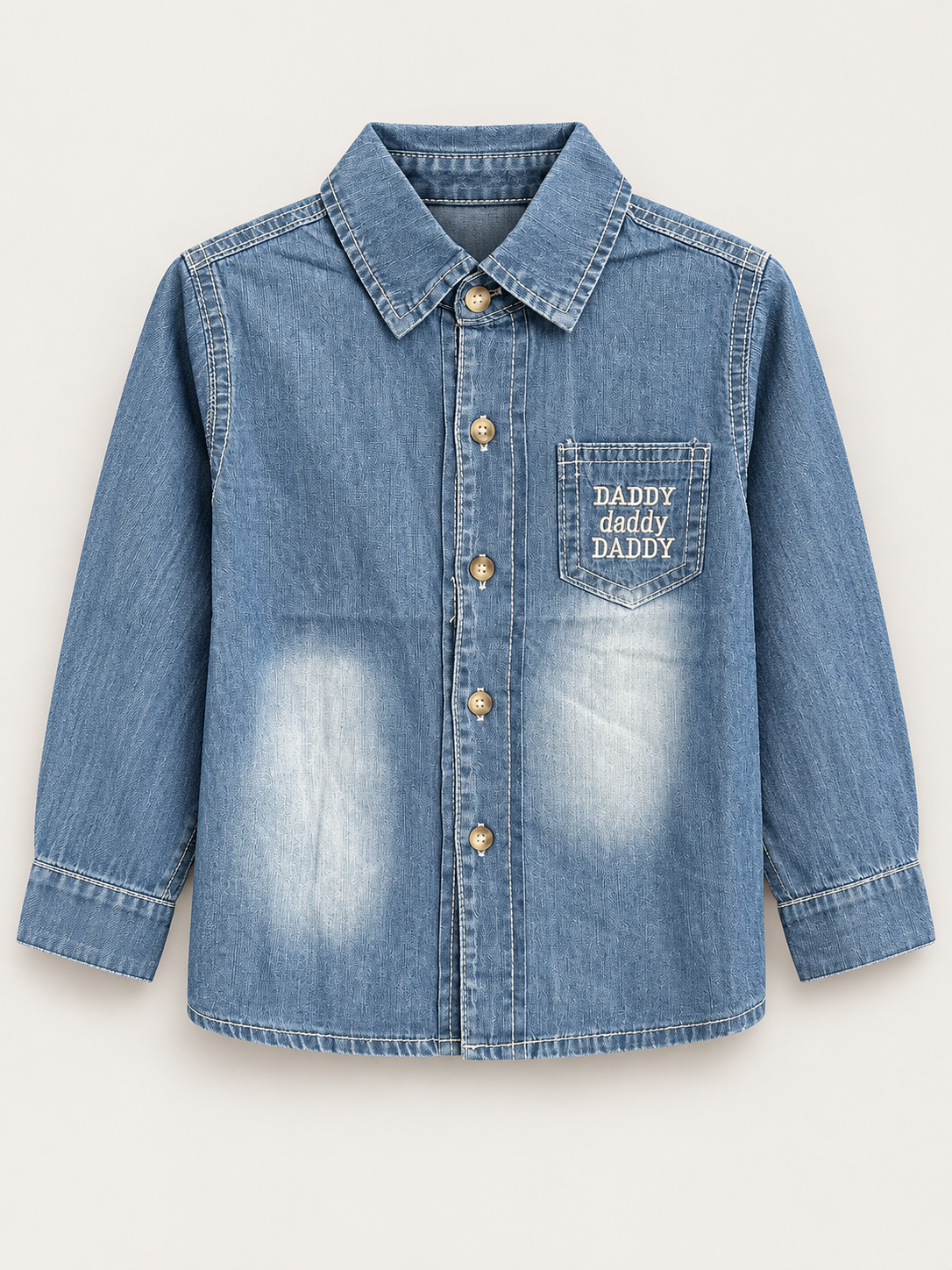 Boys Blue Washed Denim Long-Sleeve Shirt
