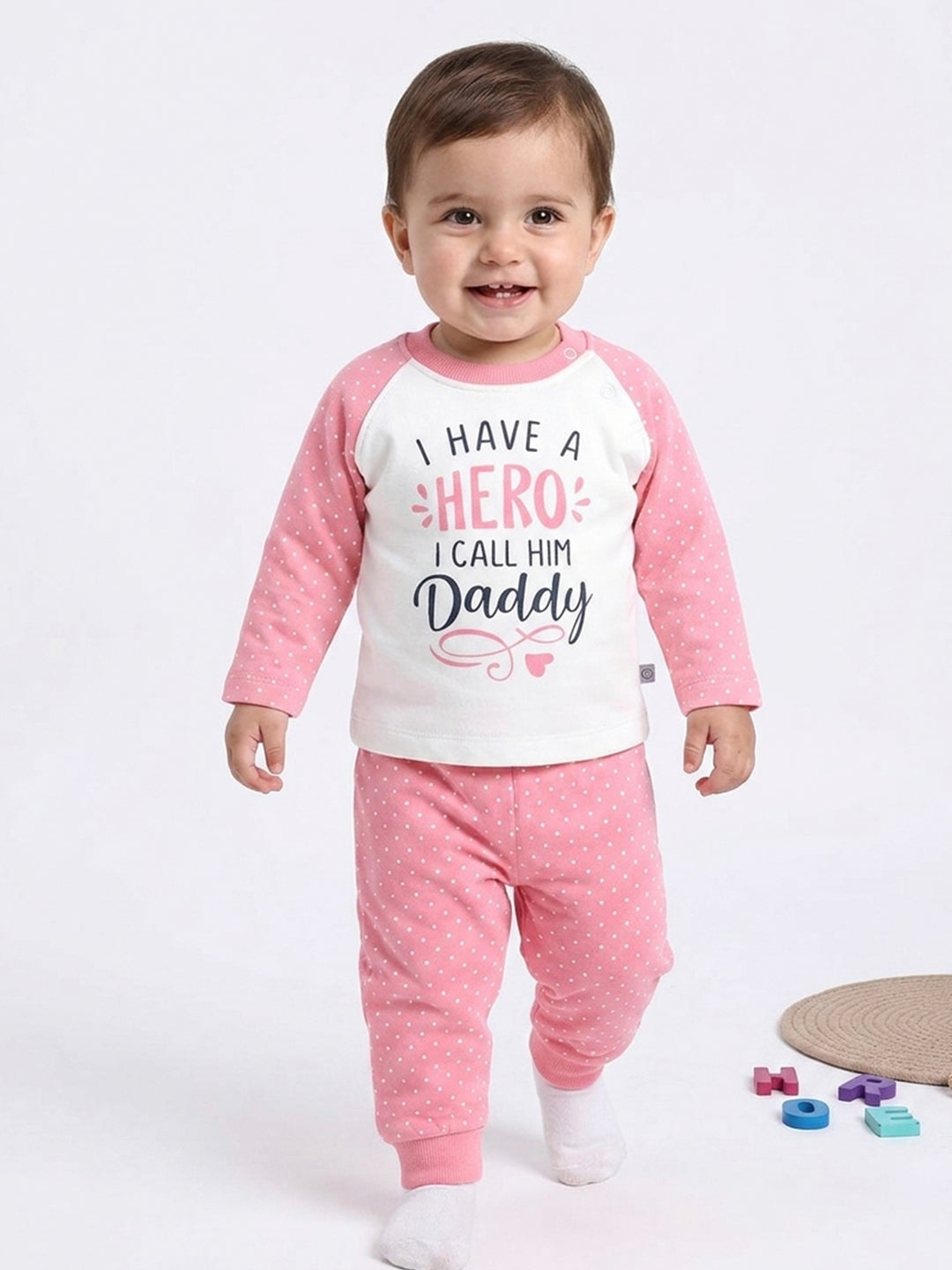 My Hero Daddy Baby Girl Pink Fleece Set