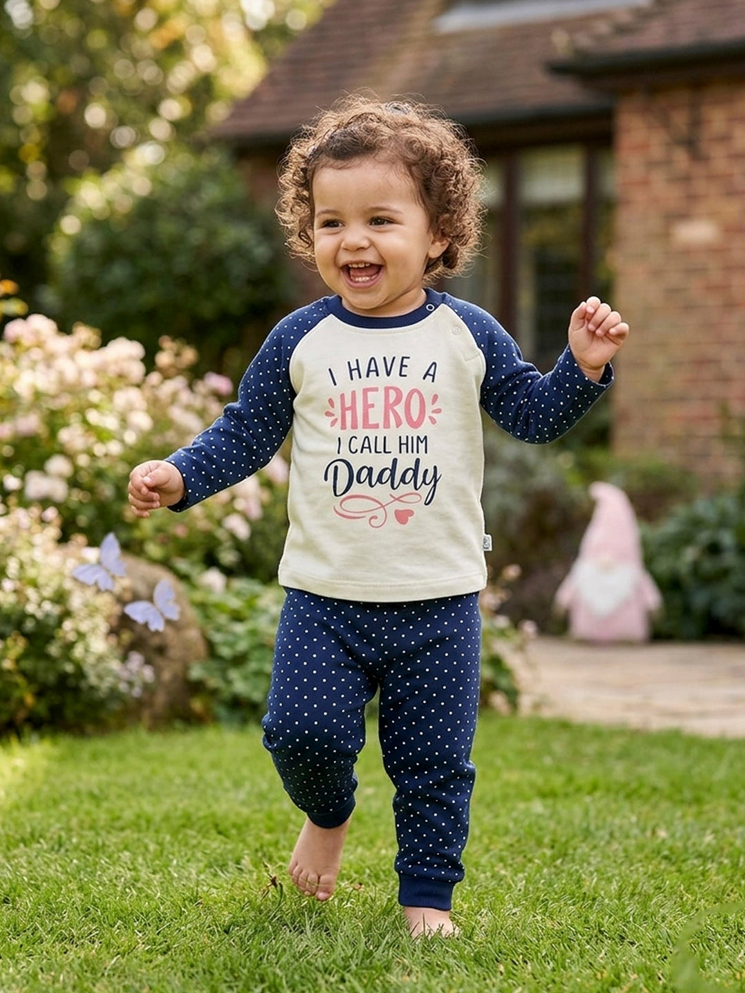 My Hero Daddy Baby Girl Navy Fleece Set