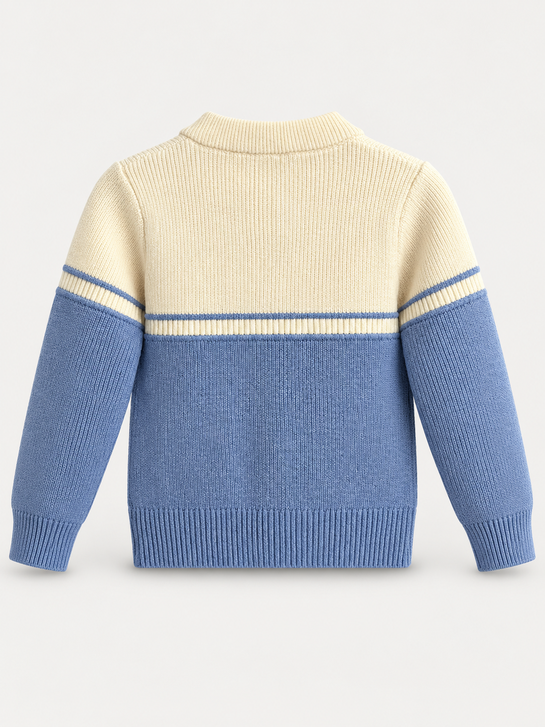 Kids Cream & Blue Colour-Block Knit Cardigan