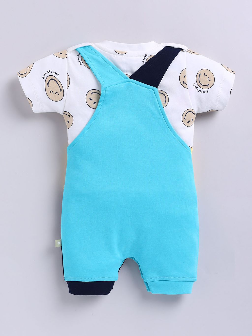 Big Smiles Baby Dungaree Set (Yellow & Blue)