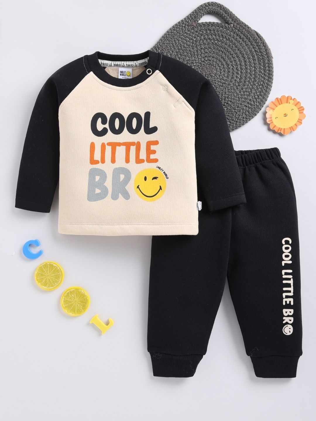Cool Little Bro Baby Tracksuit Set – Black & Beige