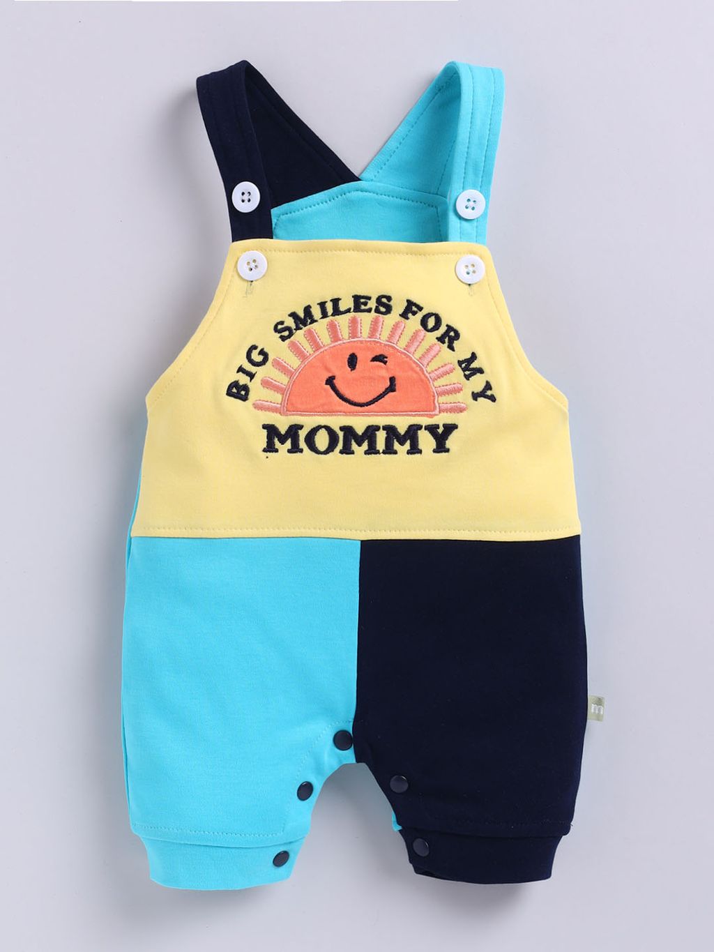 Big Smiles Baby Dungaree Set (Yellow & Blue)