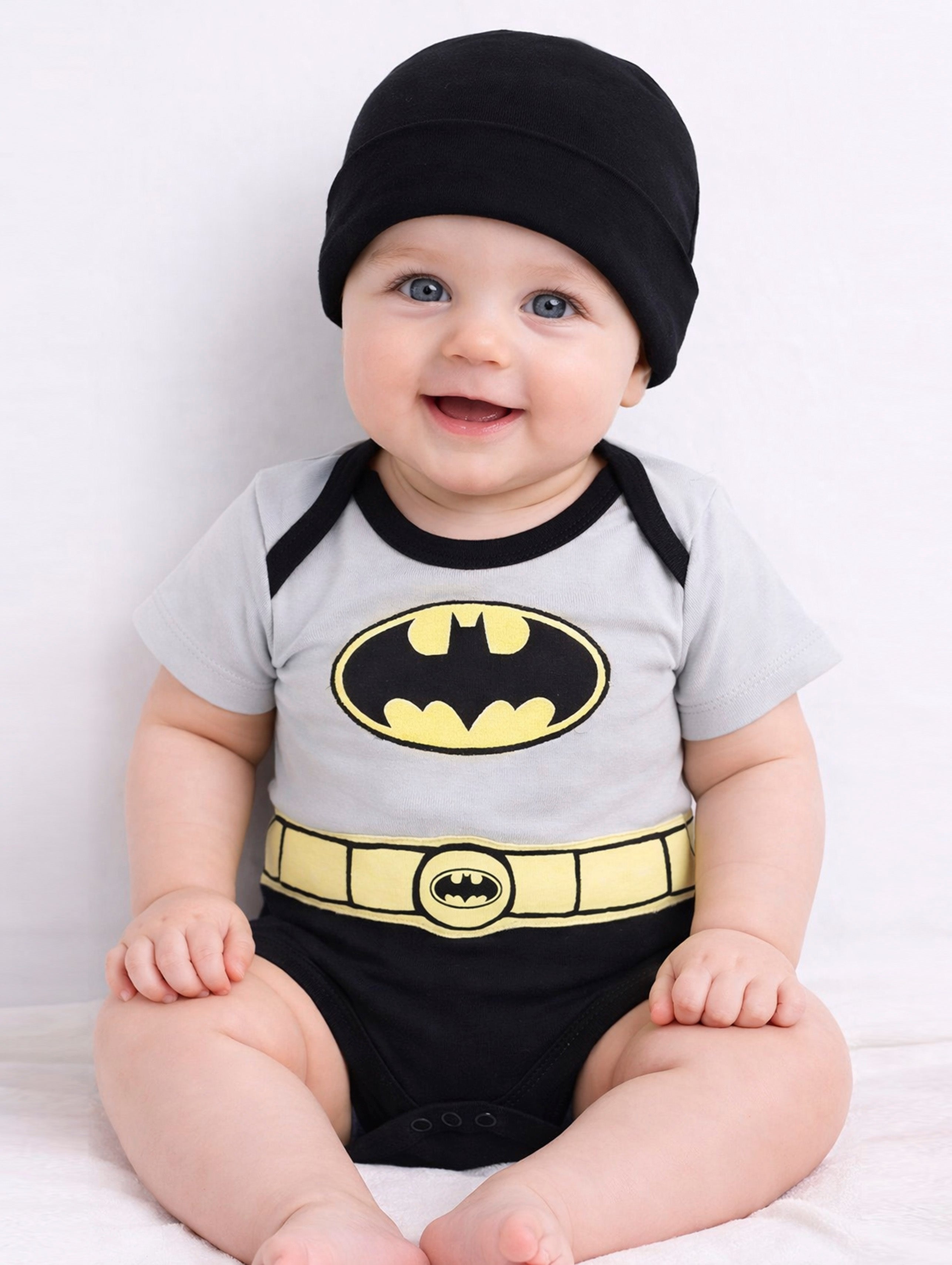 Mini Batman Hero Baby Romper & Hat Set