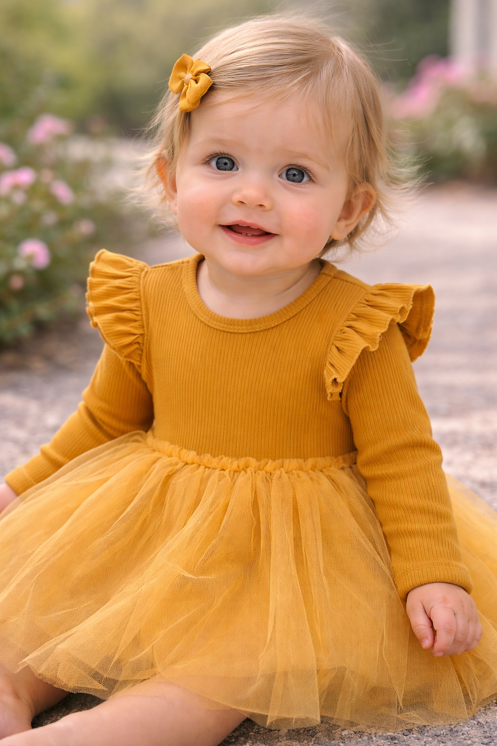 Elegant Mustard Tulle Dress