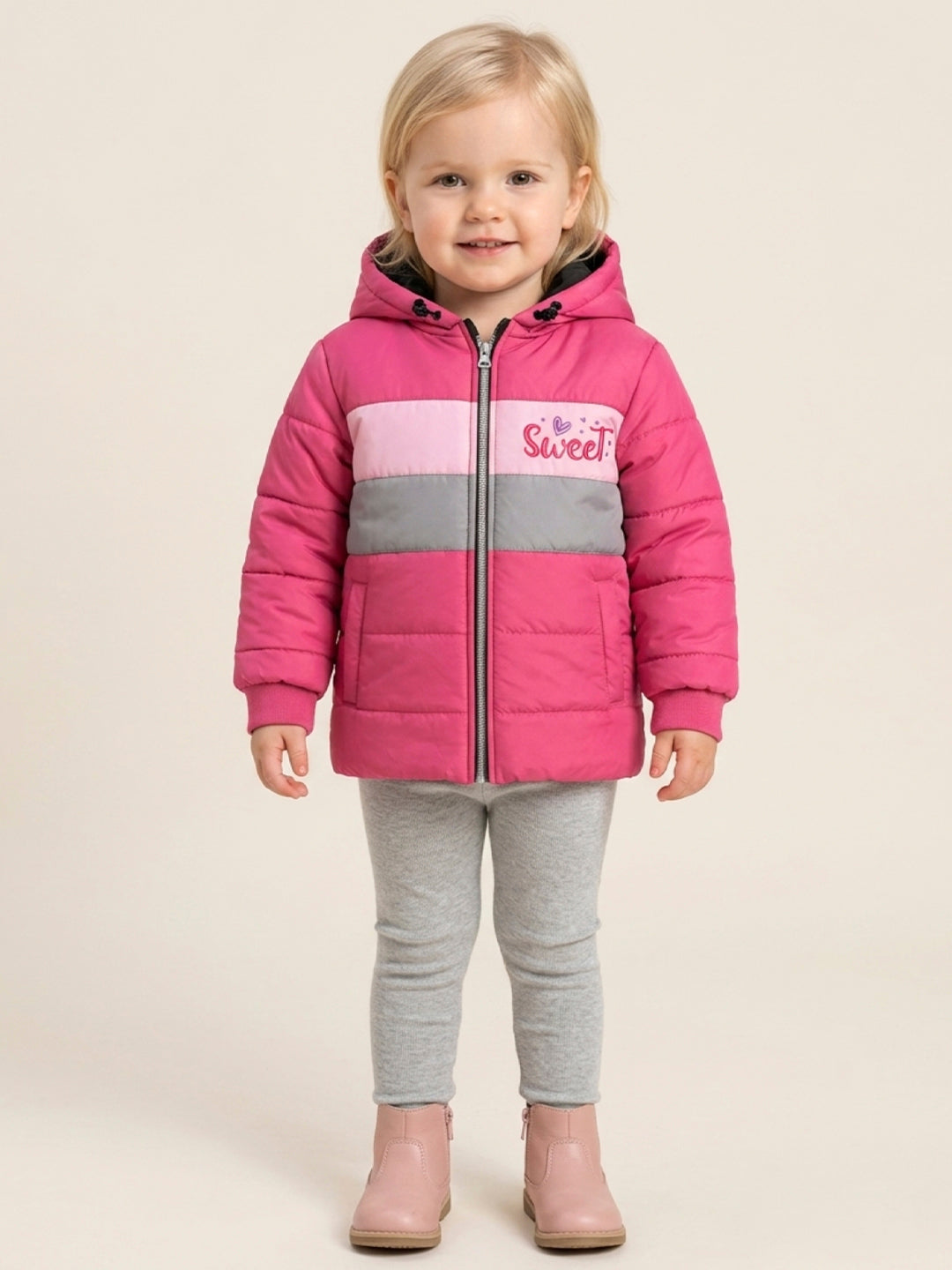 Girls Pink Puffer Jacket