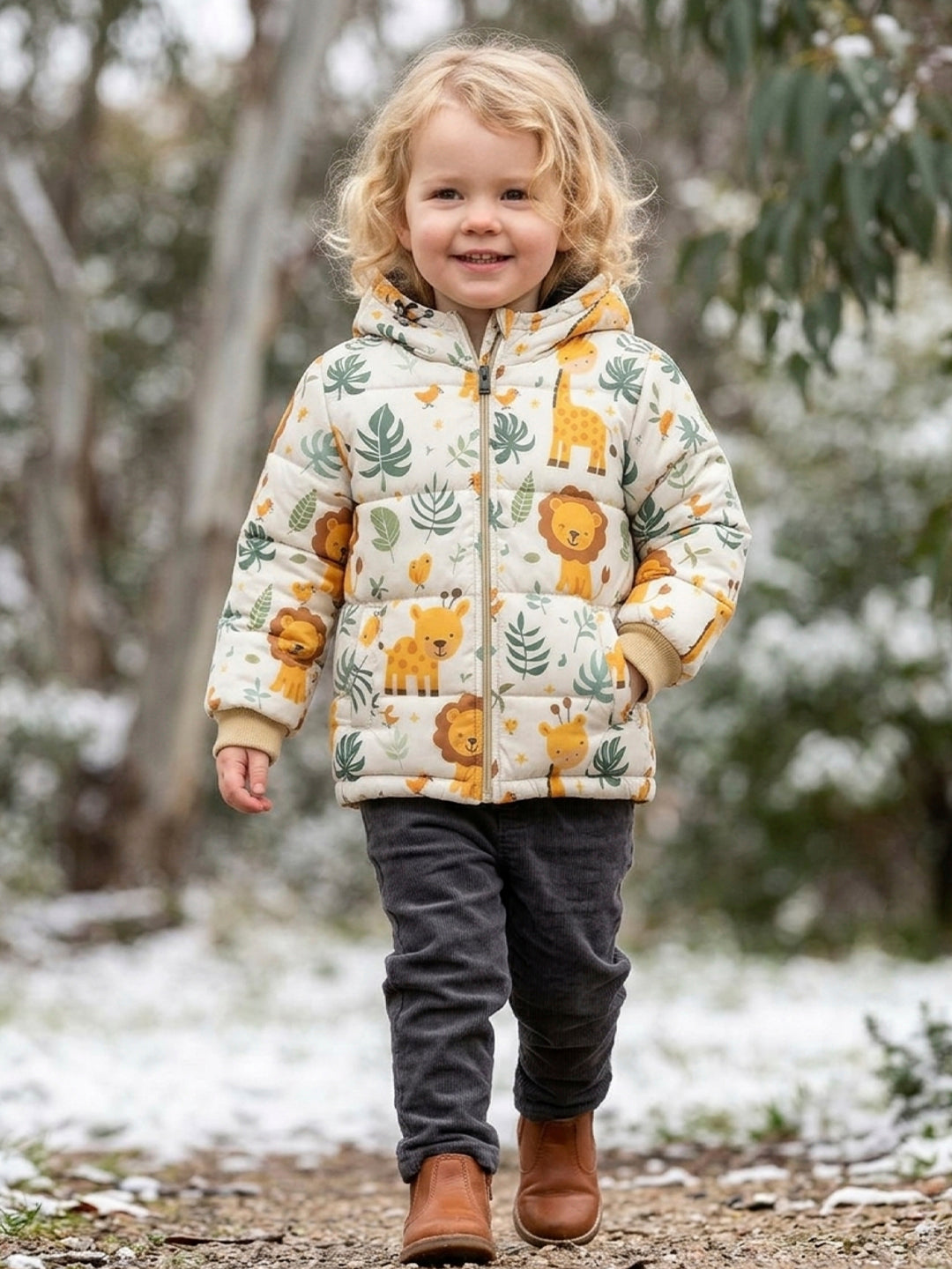 Cute Kids Safari Puffer Jacket