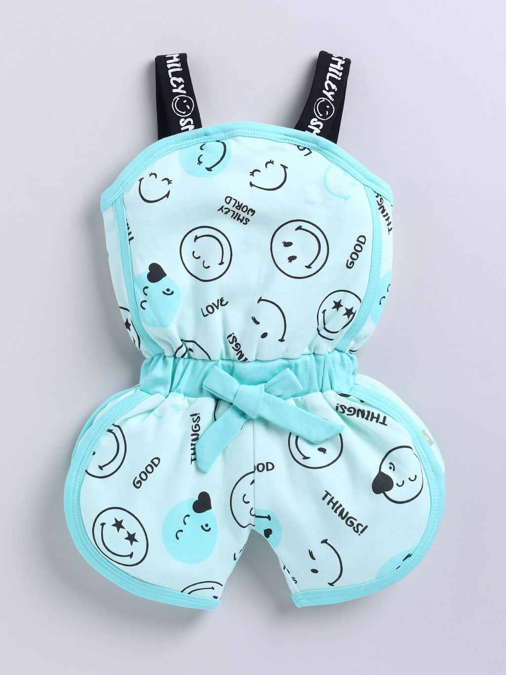 Smiley Baby Girl Romper (Aqua)