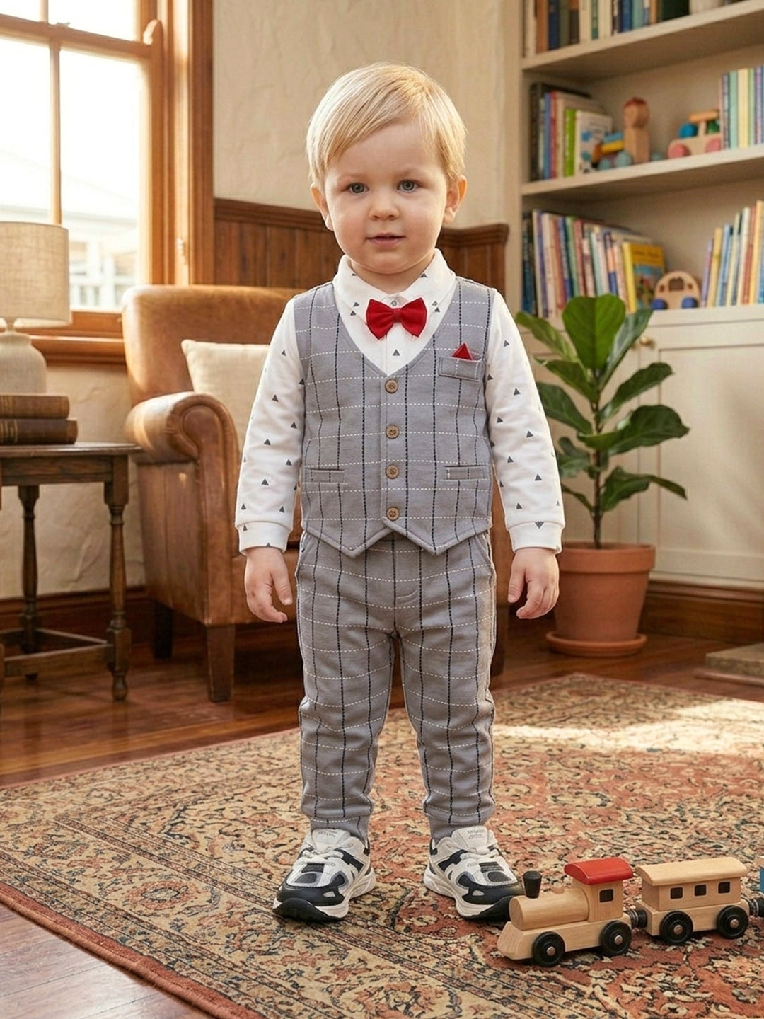 Baby Grey Check Formal Suit Set