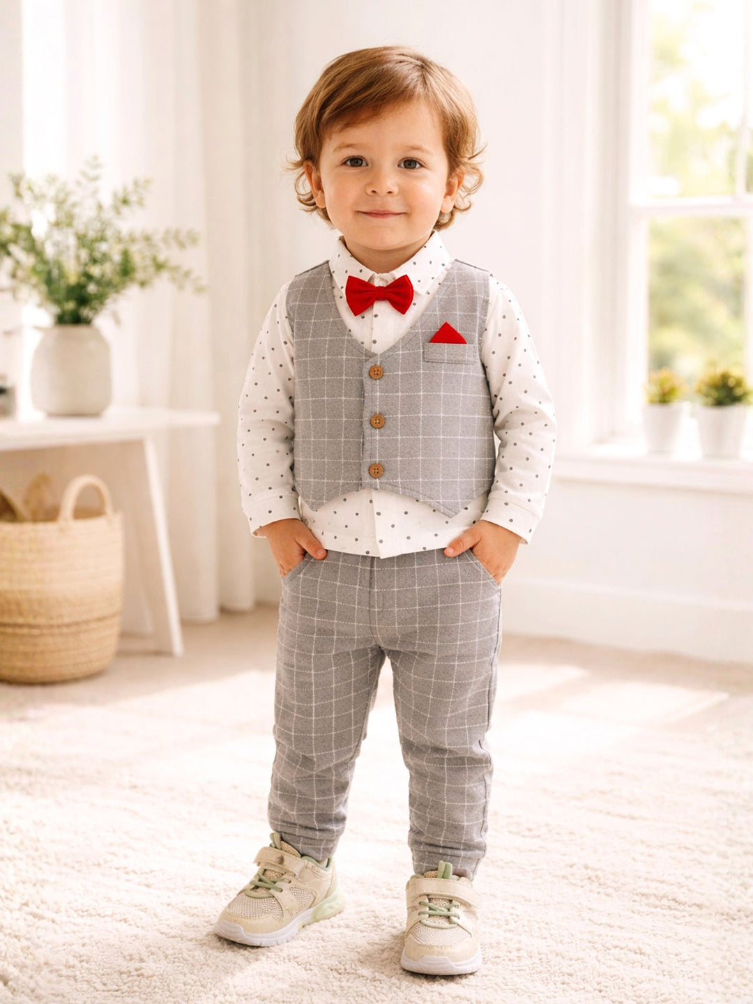 Premium Baby Grey Check Suit Set