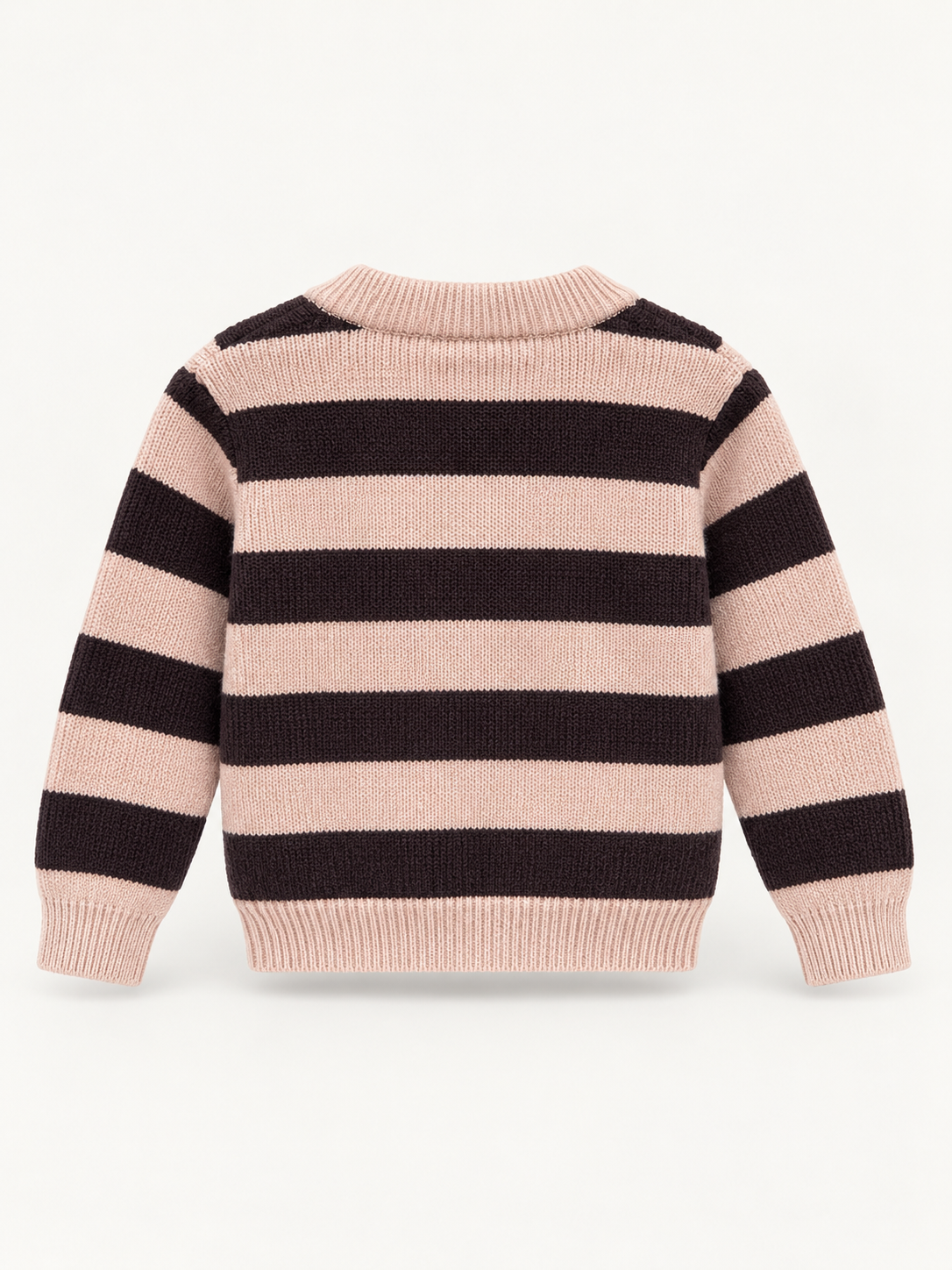 Kids Pink & Brown Stripe Teddy Bear Knit Cardigan
