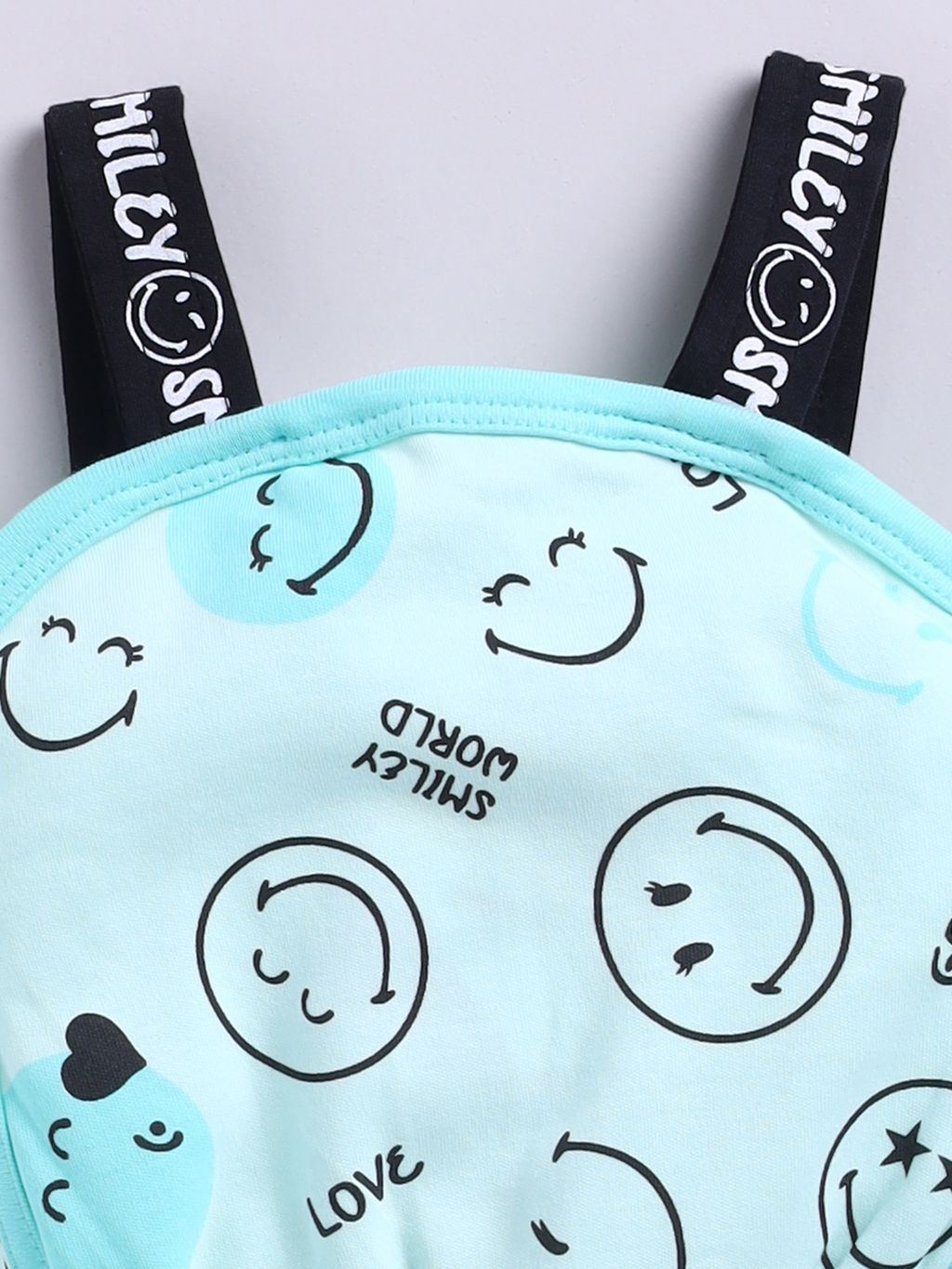 Smiley Baby Girl Romper (Aqua)