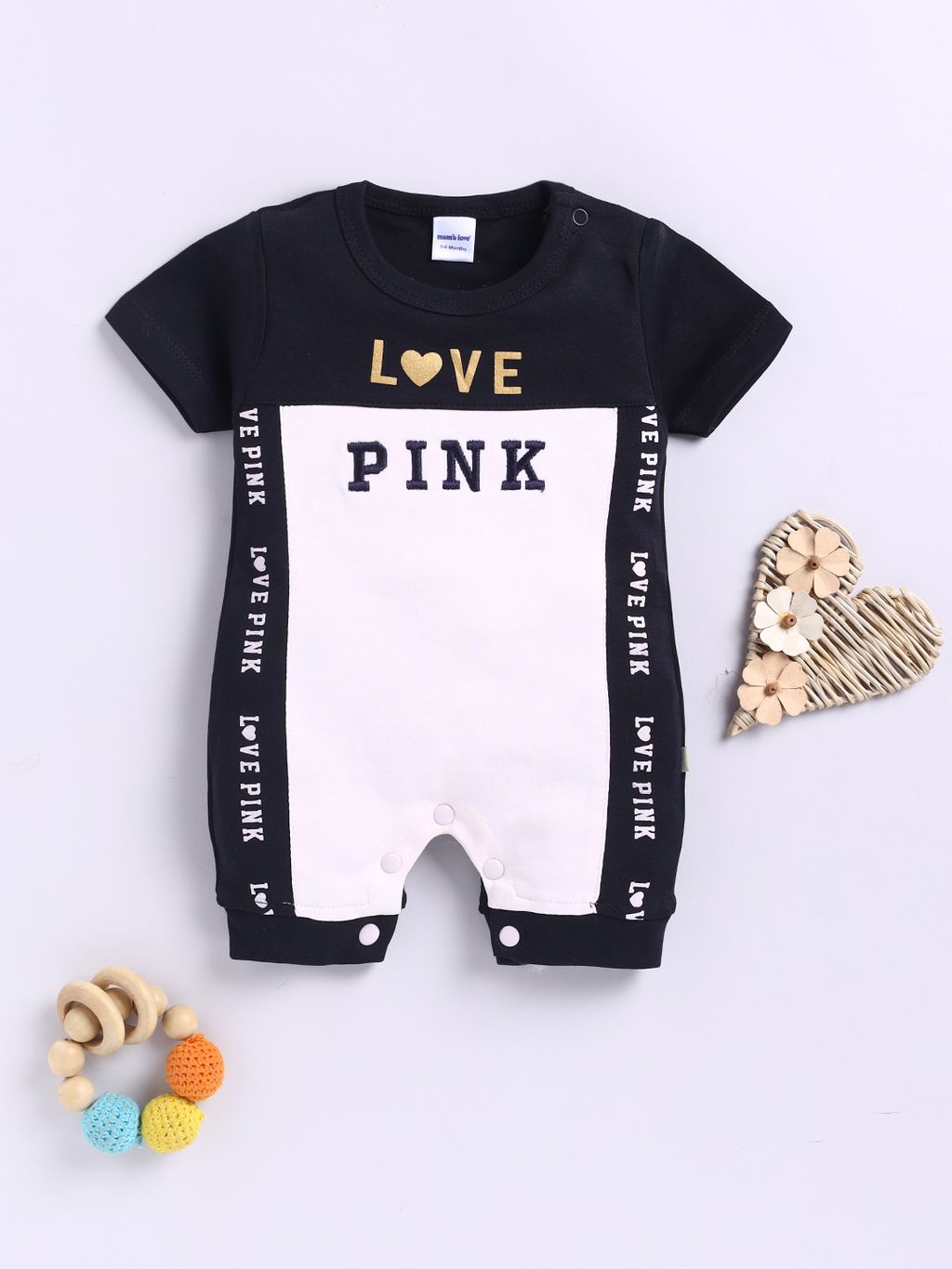 LOVE Pink Baby Romper