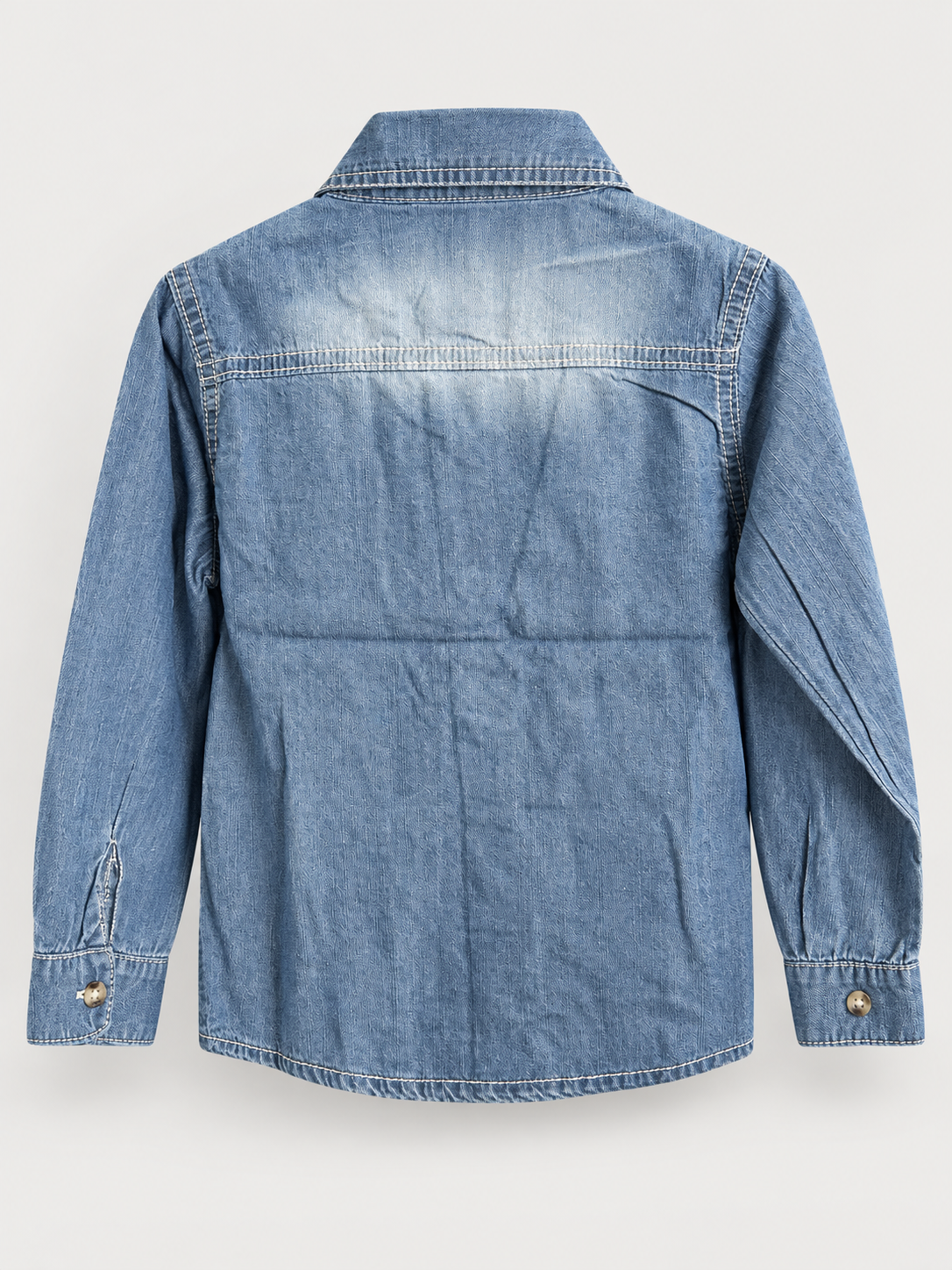 Boys Blue Washed Denim Long-Sleeve Shirt