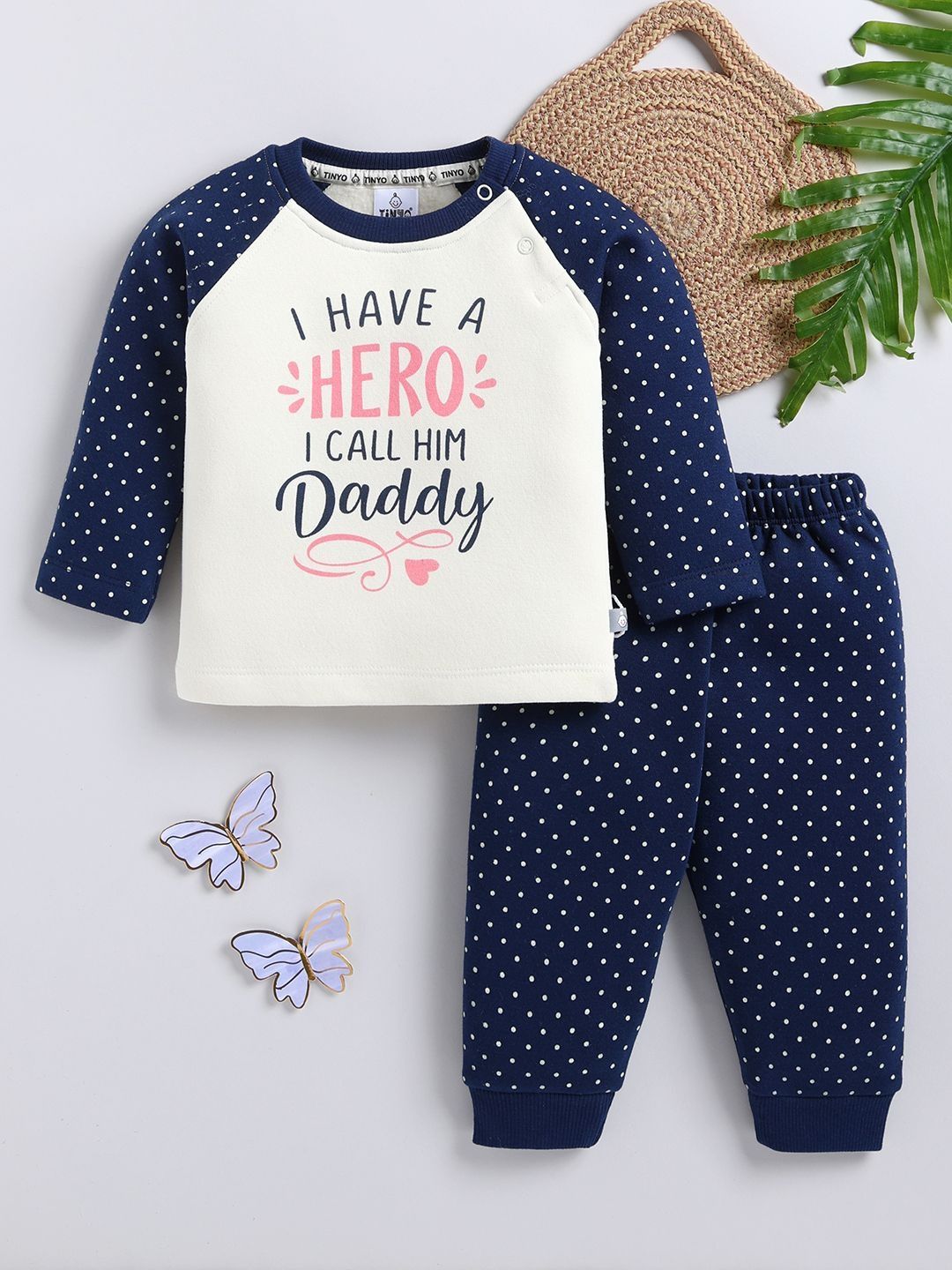 My Hero Daddy Baby Girl Navy Fleece Set