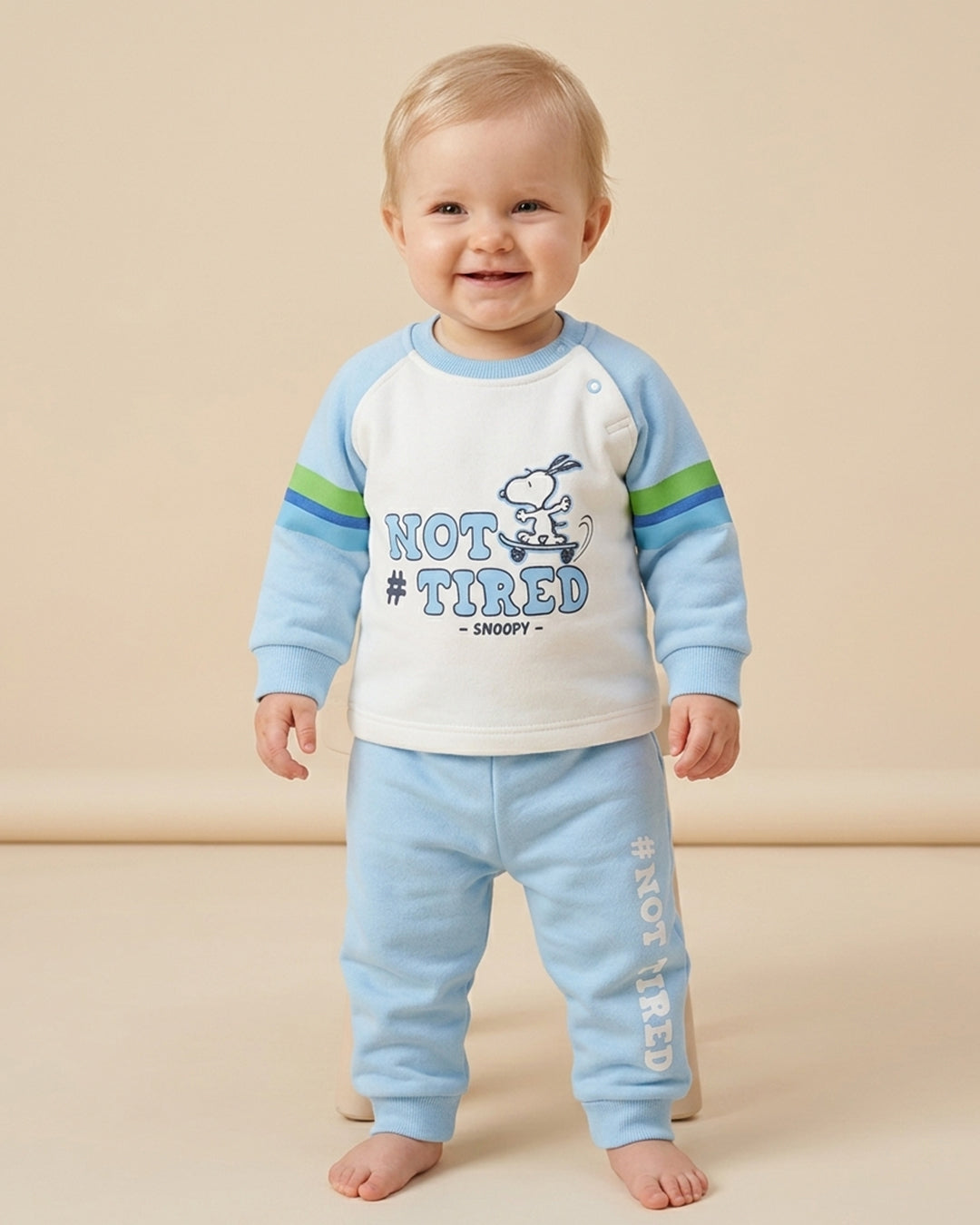Snoopy “Not Tired” Baby Fleece Set