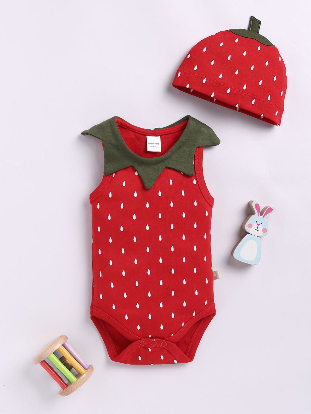 Strawberry Baby Romper & Hat Set